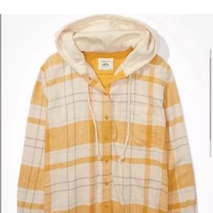 Yellow hooded flannel. Size XS Women.
